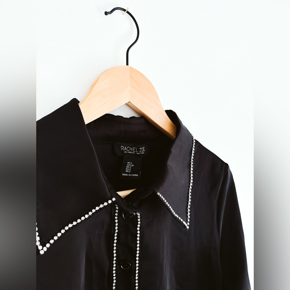 Rachel Zoe Rhinestone Satin Cowgirl Shirt / Y2K - Size Small - Picture 2 of 7